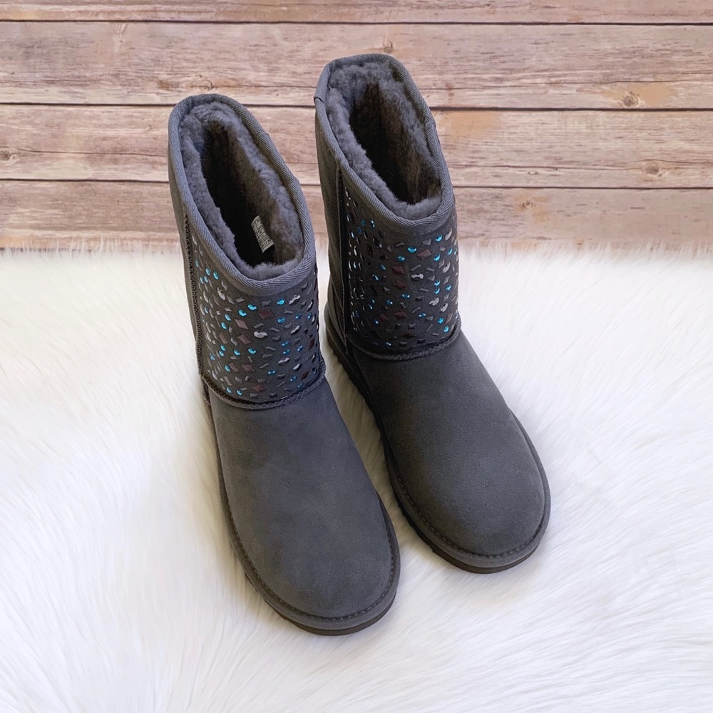 UGG Classic Short Stud II Charcoal Boots - Picture 2 of 9
